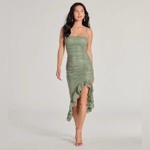 Windsor Enchanted Moment Floral Ruffled Lace Midi Dress - L